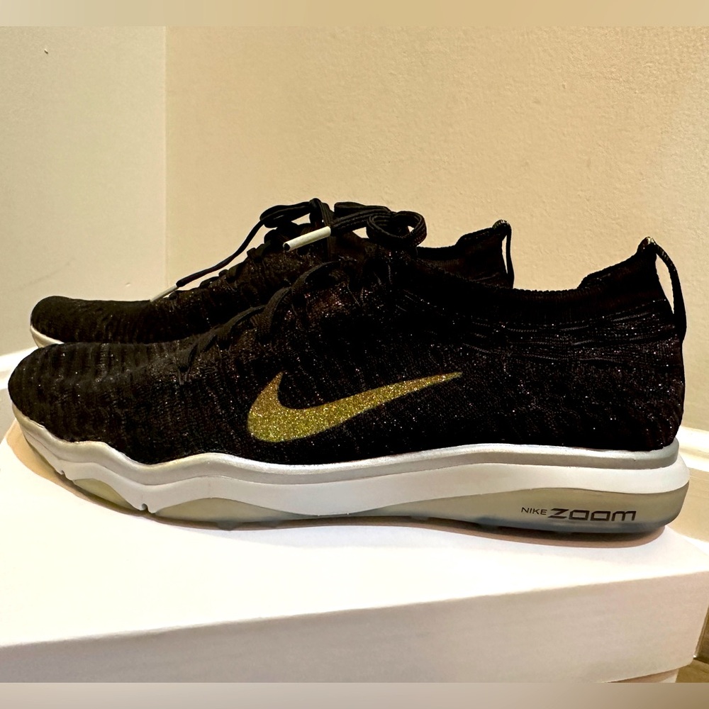 Nike Air Flyknit Black Sparkly Metallic Glitter ✨ Running Sneakers Women Size 9